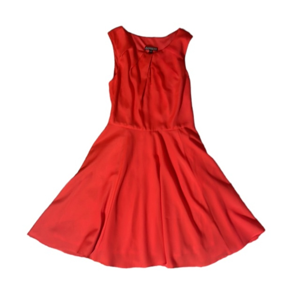 EXPRESS MIDI DRESS IN VIBRANT RED ORANGE